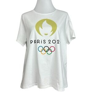 Paris 2024‎ Olympics Official Graphic T-Shirt White Gold Marianne XL EX3578 NWT